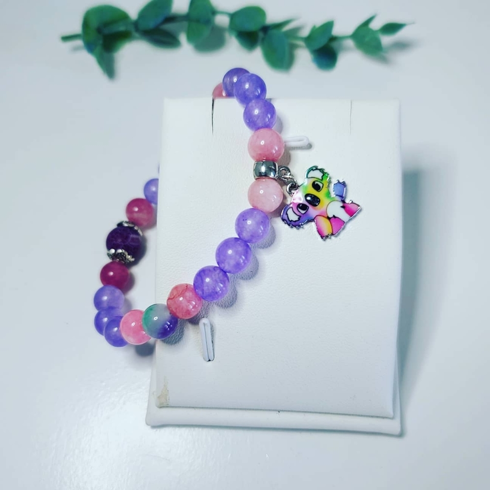 Mixed Quartz bracelet with enamel Koala charm